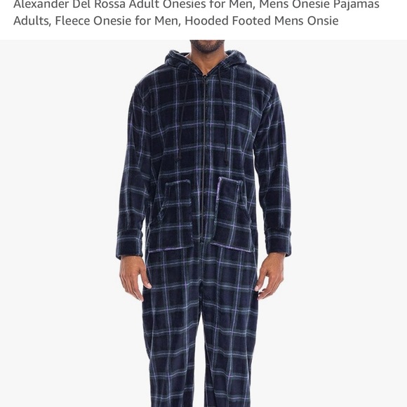 NWOT Alexander Del Rossa Unisex Hooded Onesie Pajamas w/Removable Booties, Small - Picture 5 of 14